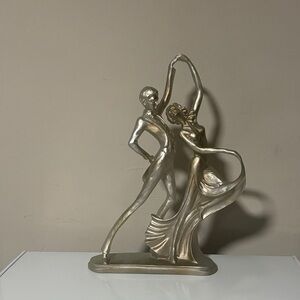 Graceful Silver Dancing Couple Sculpture